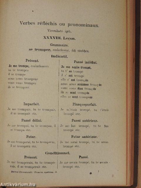 Gyakorlati francia nyelvkönyv I./Francia nyelvtan és olvasókönyv I./Francia nyelvtan II.