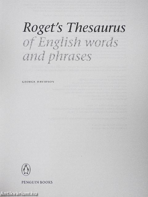 Roget's Thesaurus of English Words and Phrases