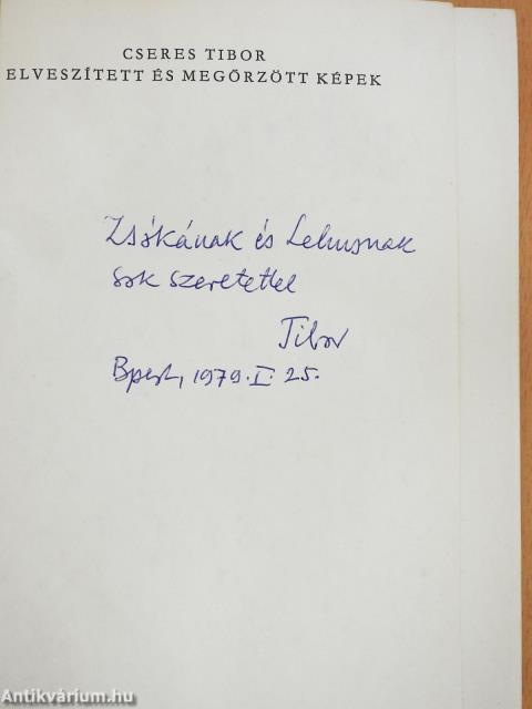 Elveszített és megőrzött képek (dedikált példány)