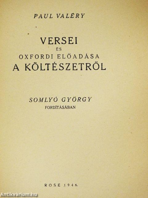 Paul Valéry versei és oxfordi előadása a költészetről