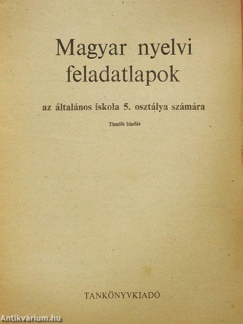 Magyar nyelvi feladatlapok az általános iskola 5. osztálya számára