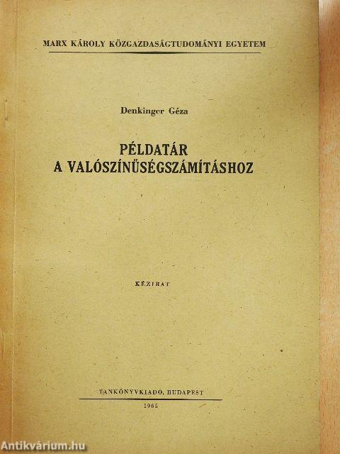 Példatár a valószínűségszámításhoz