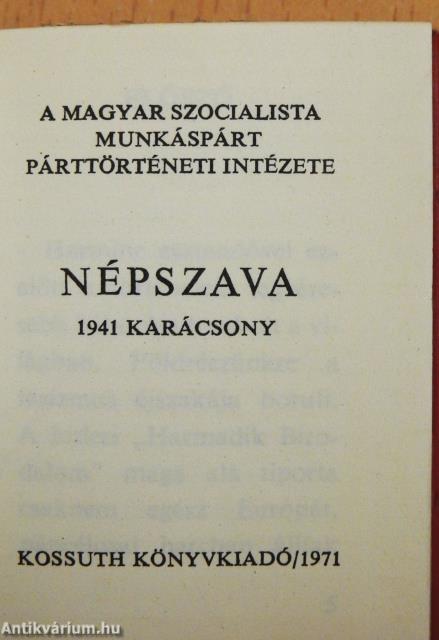 Népszava 1941 karácsony (minikönyv)