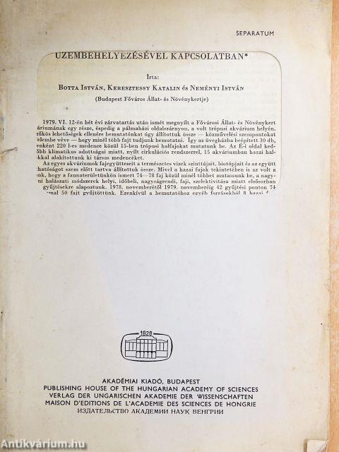 Faunisztikai és akvarisztikai tapasztalatok az édesvizi akvárium üzembehelyezésével kapcsolatban