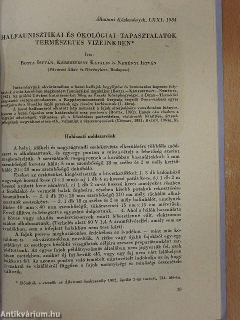 Halfaunisztikai és ökológiai tapasztalatok természetes vizekben