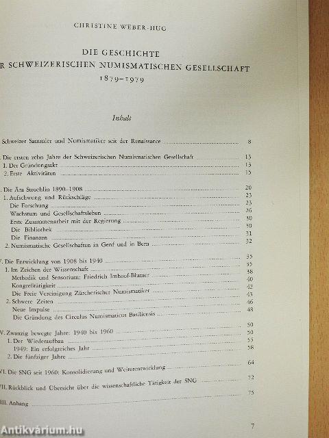 Die Geschichte der Schweizerischen Numismatischen Gesellschaft 1879-1979
