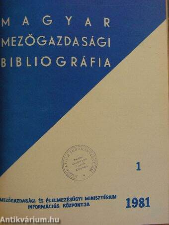 Magyar mezőgazdasági bibliográfia 1981/1-4./Név- és tárgymutató