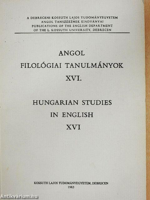 Angol filológiai tanulmányok XVI.