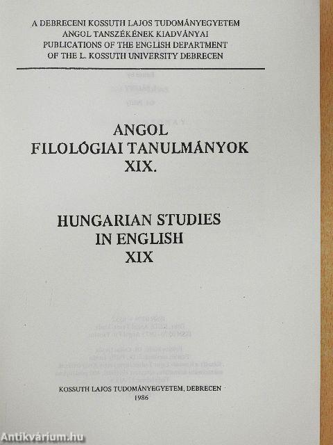 Angol filológiai tanulmányok XIX.