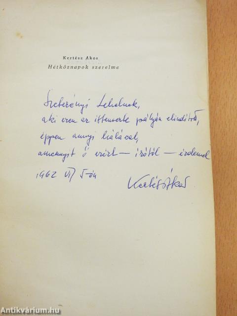 Hétköznapok szerelme (dedikált példány)