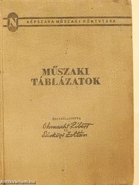 Műszaki táblázatok