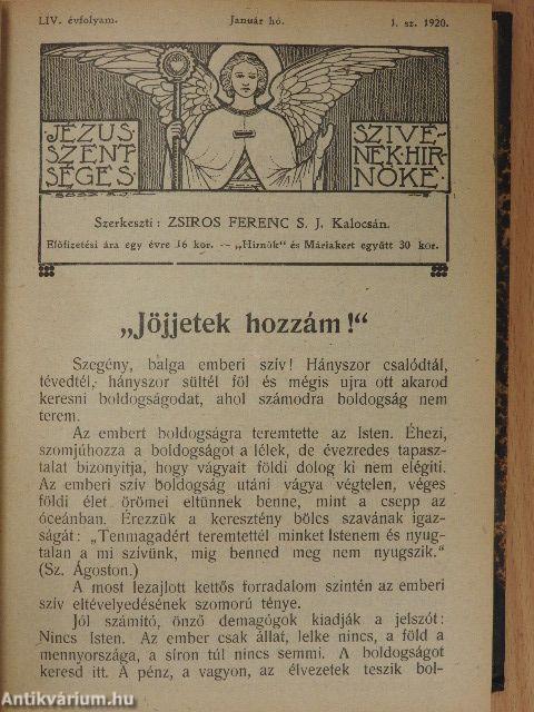 Jézus Szentséges Szivének Hirnöke 1919-1923. (vegyes számok) (53 db)