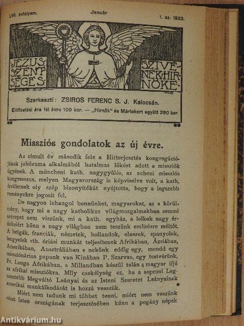Jézus Szentséges Szivének Hirnöke 1919-1923. (vegyes számok) (53 db)