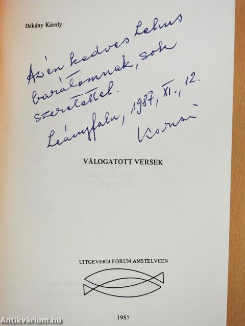 Válogatott versek (dedikált példány)