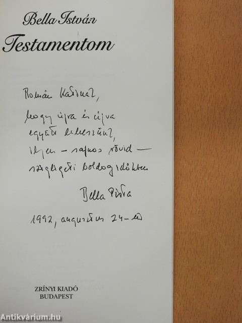 Testamentom (dedikált példány)