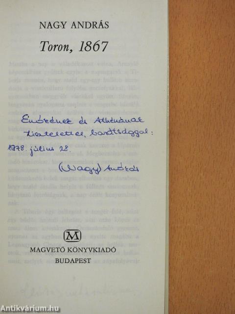 Toron, 1867 (dedikált példány)