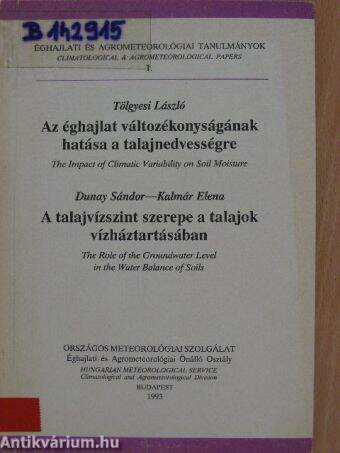 Az éghajlat változékonyságának hatása a talajnedvességre/A talajvízszint szerepe a talajok vízháztartásában