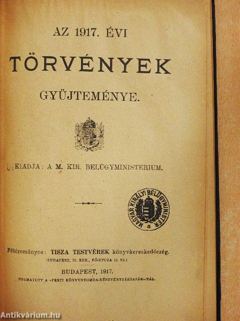 Az 1917. évi törvények gyüjteménye