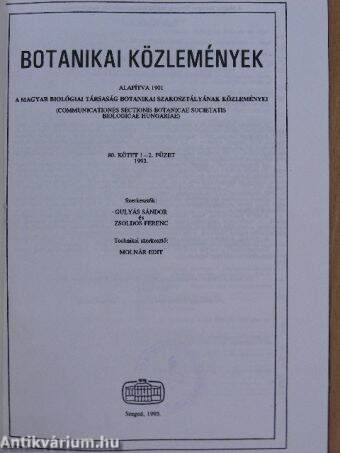 Botanikai közlemények 1993/1-2.