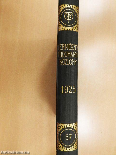 Természettudományi Közlöny 1925. január-december/Pótfüzetek a Természettudományi Közlönyhöz 1925. január-december