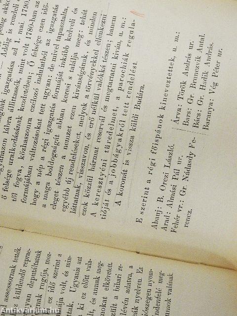 Magyarország polgári és egyházi közéletéből a XVIII-dik század végén