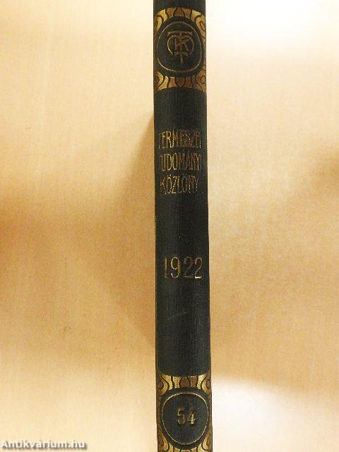 Természettudományi Közlöny 1922. január-deczember/Pótfüzetek a Természettudományi Közlönyhöz 1922. január-deczember