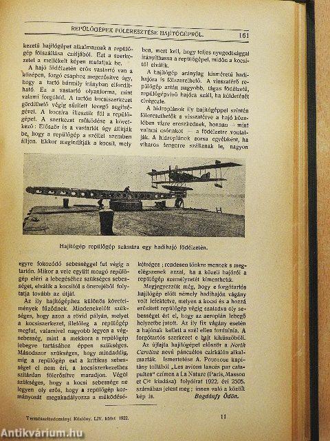Természettudományi Közlöny 1922. január-deczember/Pótfüzetek a Természettudományi Közlönyhöz 1922. január-deczember