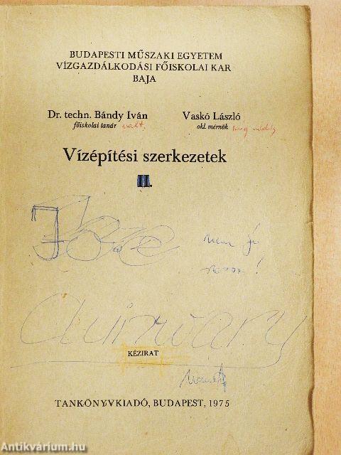 Vízépítési szerkezetek II.