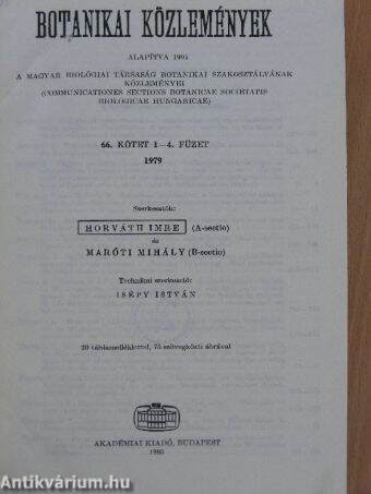Botanikai közlemények 1979/1-4.