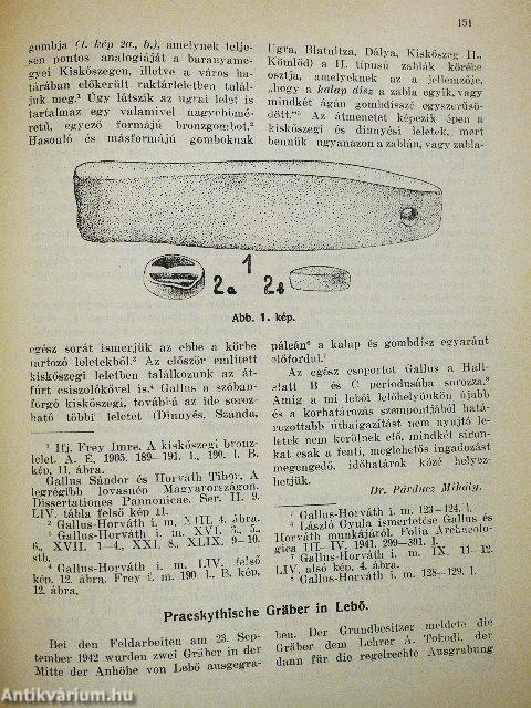 Dolgozatok a M. Kir. Horthy Miklós-Tudományegyetem Régiségtudományi Intézetéből 1942