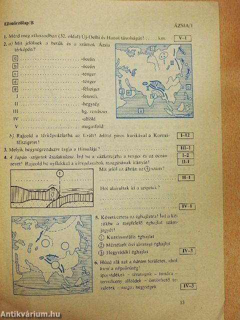Földrajzi feladatlapok az általános iskola 6. osztálya számára