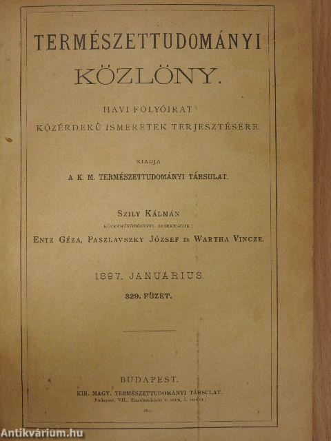 Természettudományi Közlöny 1897. január-december/Pótfüzetek a Természettudományi Közlönyhöz 1897. január-december