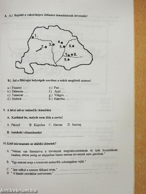 Történelem témazáró füzet 7. osztály