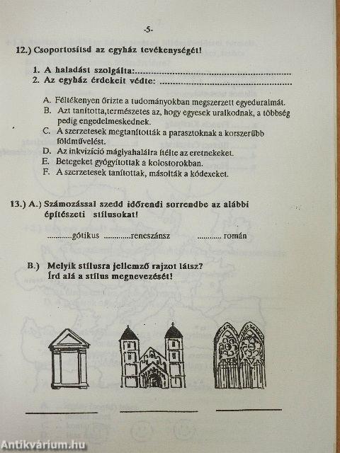 Történelem témazáró füzet 6. osztály