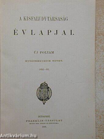 A Kisfaludy-Társaság évlapjai 1892-93