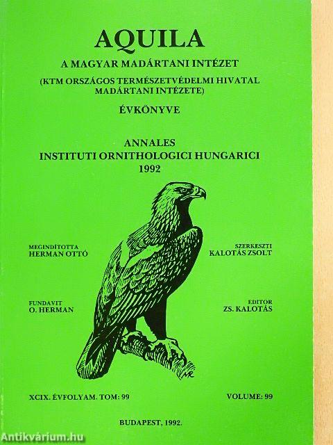Aquila - A Magyar Madártani Intézet évkönyve 1992
