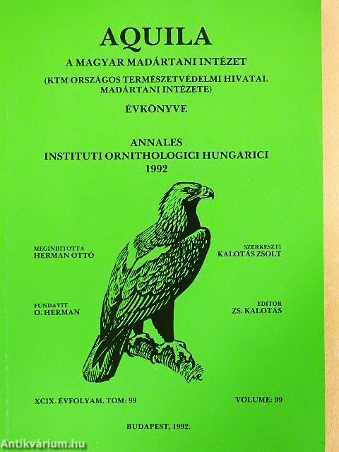 Aquila - A Magyar Madártani Intézet évkönyve 1992