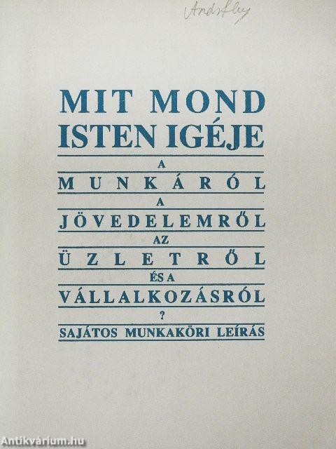 Mit mond Isten igéje a munkáról, a jövedelemről, az üzletről és a válalkozásról?