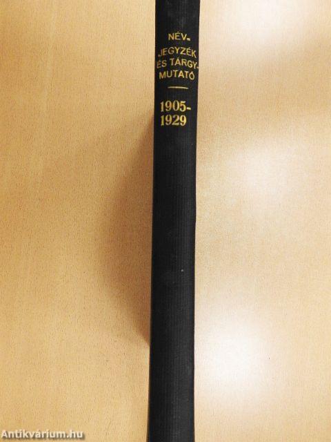 Névjegyzék és tárgymutató a Kir. Magy. Természettudományi Társulat folyóiratához 1905-től 1929-ig