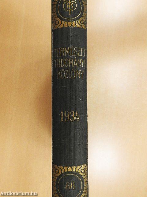 Természettudományi Közlöny 1934. január-december/Pótfüzetek a Természettudományi Közlönyhöz 1934. január-december