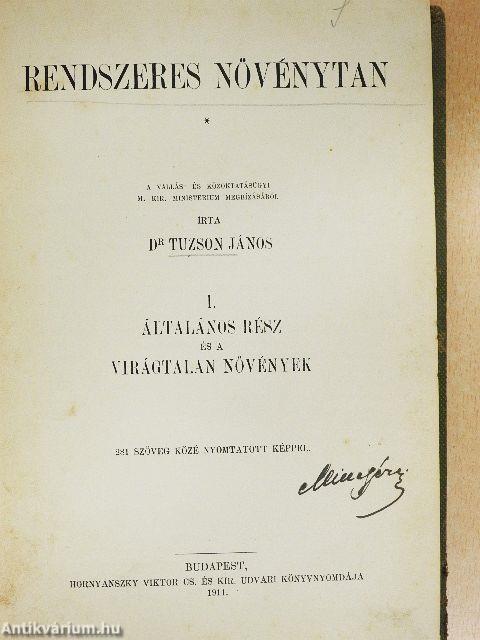 Rendszeres növénytan I.