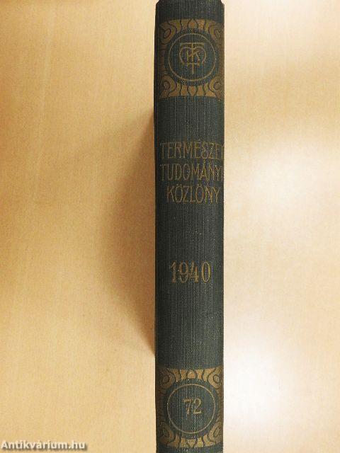 Természettudományi Közlöny 1940. január-december/Pótfüzetek a Természettudományi Közlönyhöz 1940. január-december