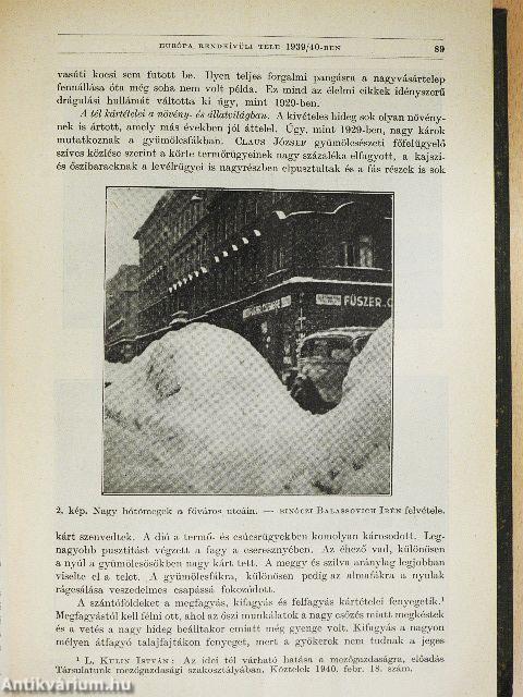 Természettudományi Közlöny 1940. január-december/Pótfüzetek a Természettudományi Közlönyhöz 1940. január-december