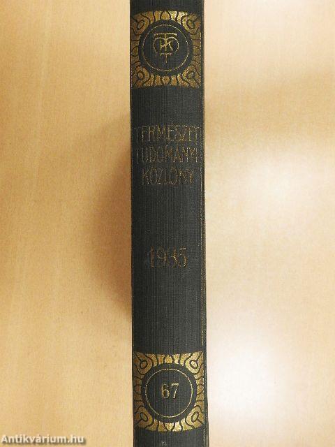 Természettudományi Közlöny 1935. január-december/Pótfüzetek a Természettudományi Közlönyhöz 1935. január-december