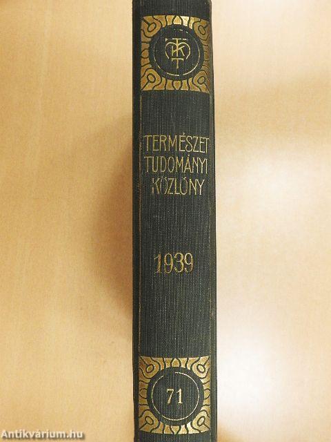 Természettudományi Közlöny 1939. január-december/Pótfüzetek a Természettudományi Közlönyhöz 1939. január-december