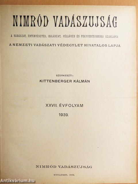 Nimród Vadászujság 1939. január-december
