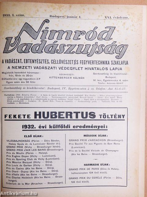 Nimród Vadászujság 1933. január-december