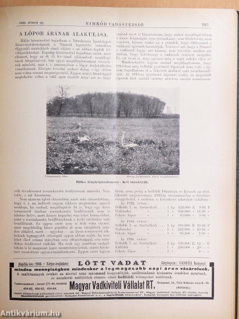 Nimród Vadászujság 1933. január-december