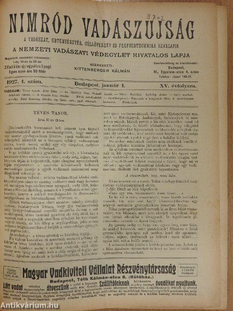 Nimród Vadászujság 1927. január-december
