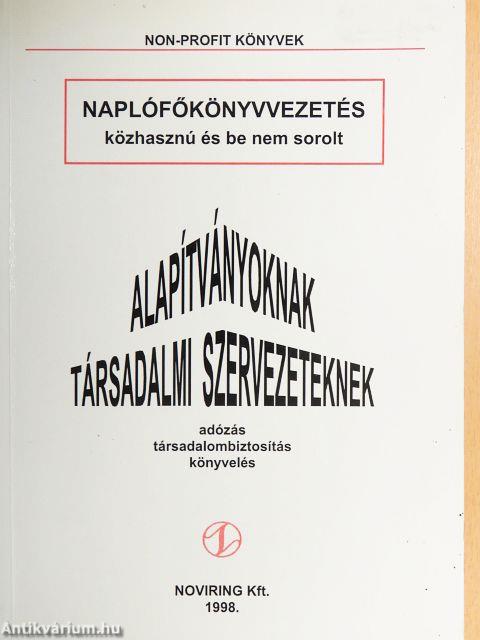 Naplófőkönyvvezetés közhasznú és be nem sorolt alapítványoknak, társadalmi szervezeteknek